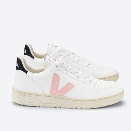 Veja V-10 CWL Womens Trainers White/Pink UK 69845